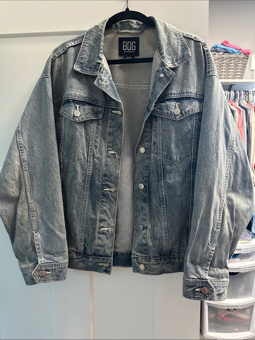 BDG Women's Faded Gray-Blue Denim Trucker Jacket